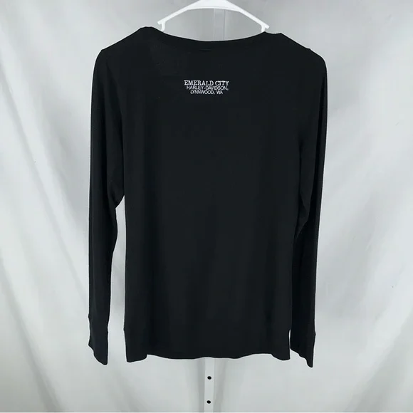 Harley Davidson Women’s Black Long Sleeve Shirt Emerald City Size S - Picture 4 of 7